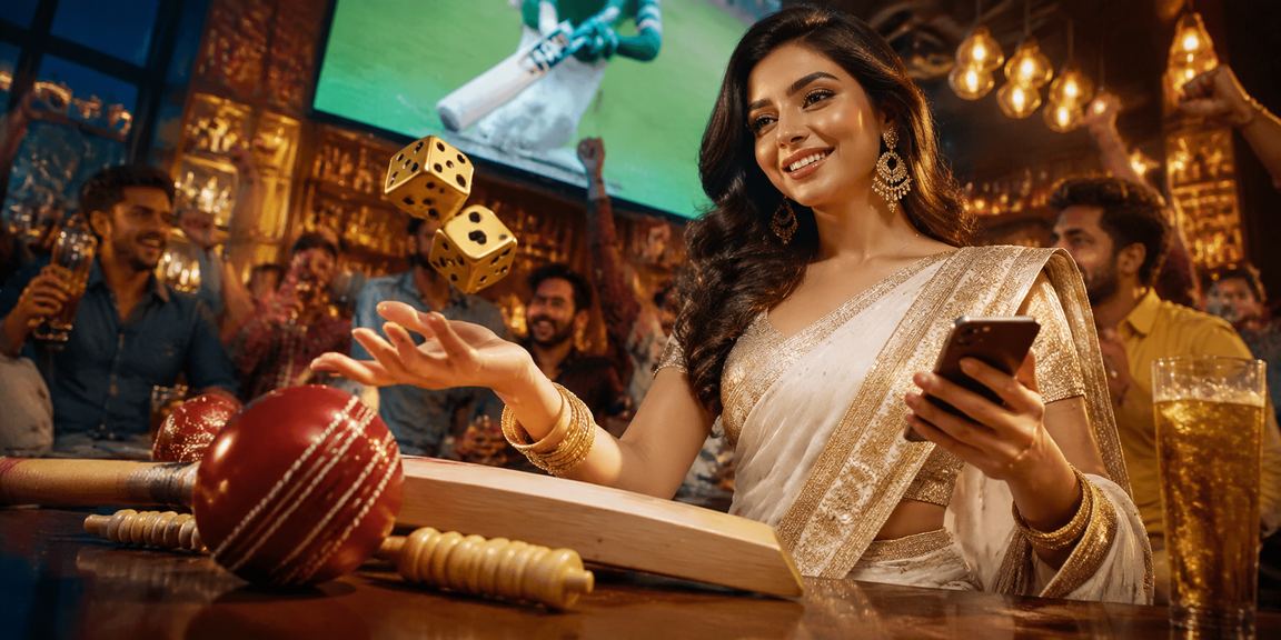 Indian woman enjoying Teen Patti game on mobile device