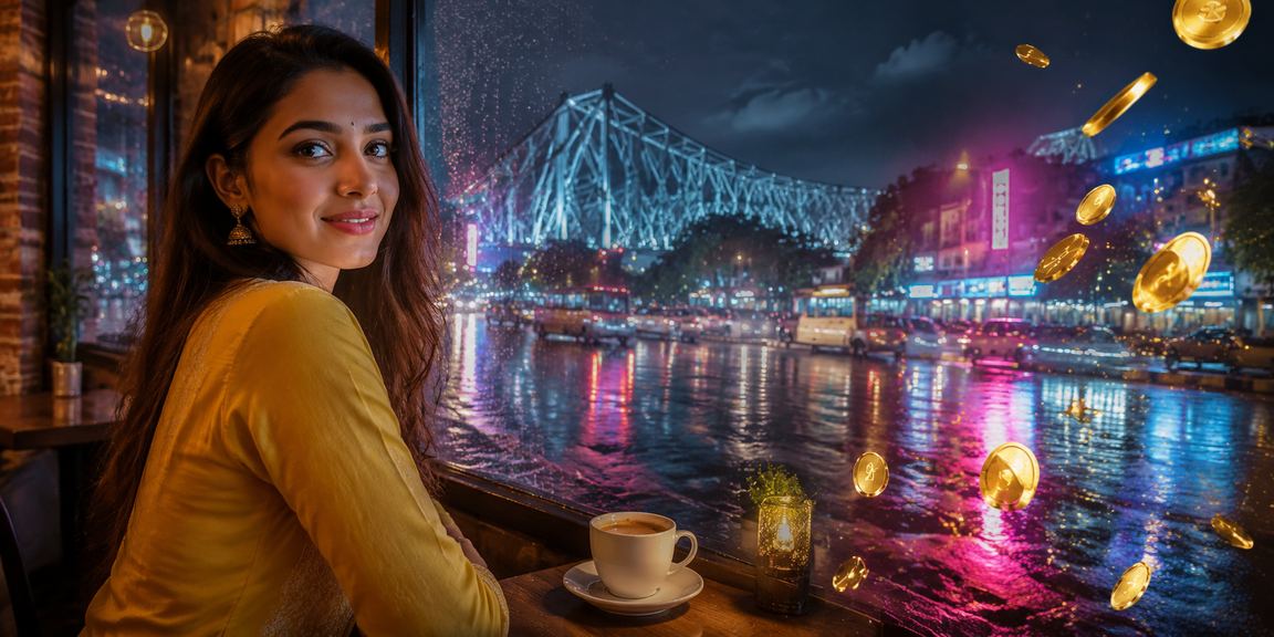 Woman playing popular video slots on mobile in Kolkata