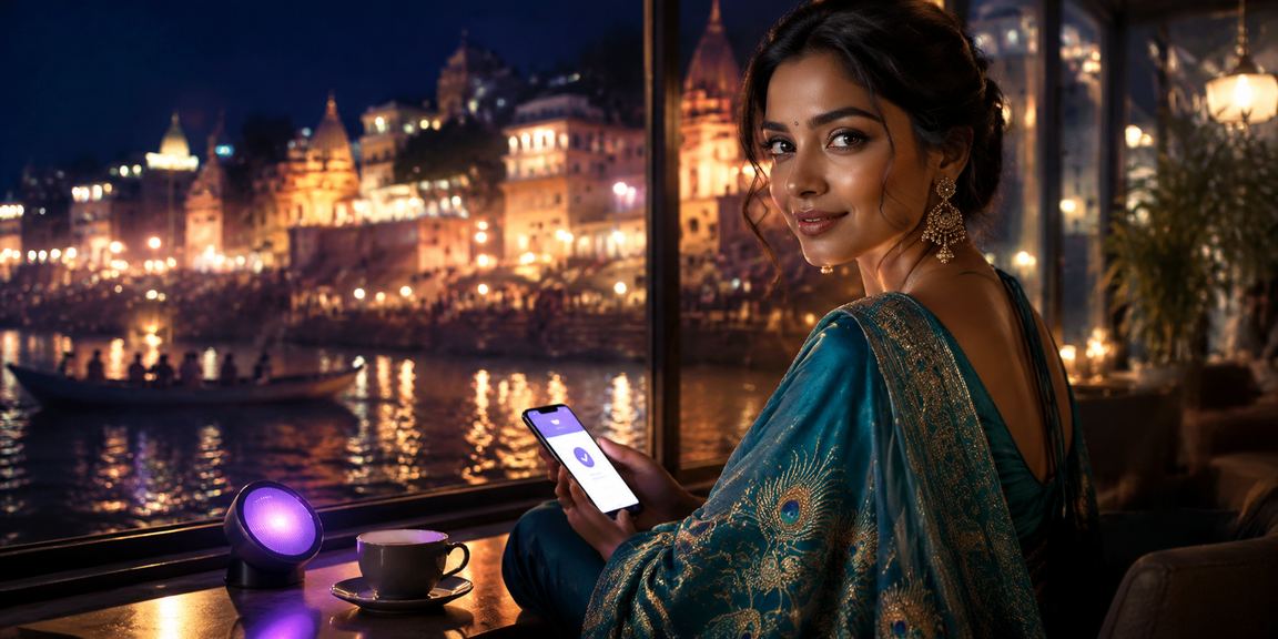 Mobile phone showing payment app in Varanasi, India